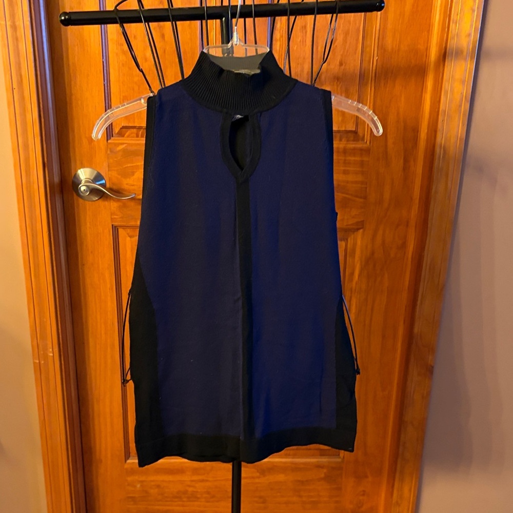 Carmen Marc Valvo Midnight Blue Sleeveless Blouse